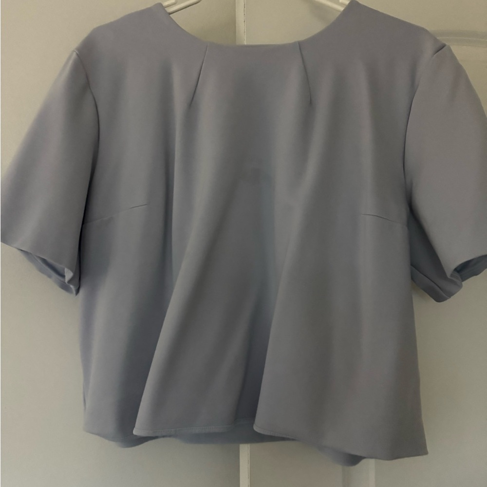 Express Gray Boxy Short Sleeve Blouse
